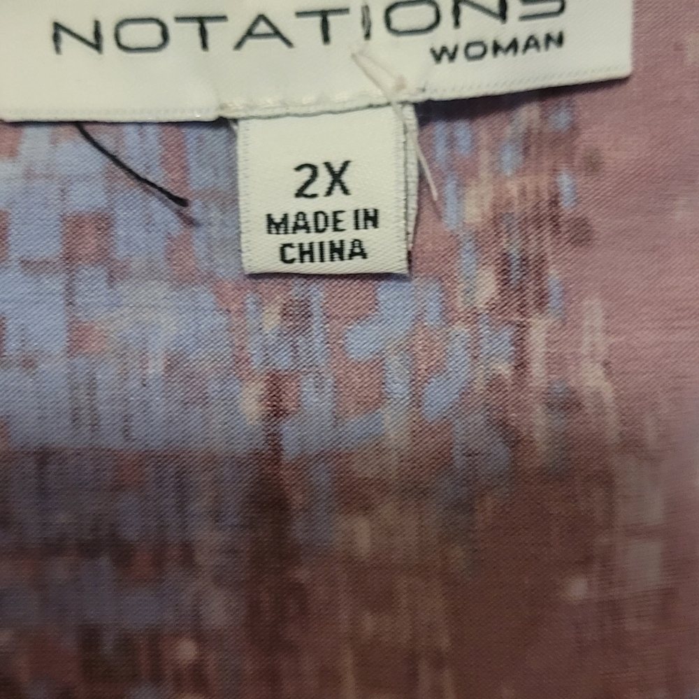 Notations Red and Purple Flutter Sleeve Asymmetrical Blouse - Picture 4 of 4